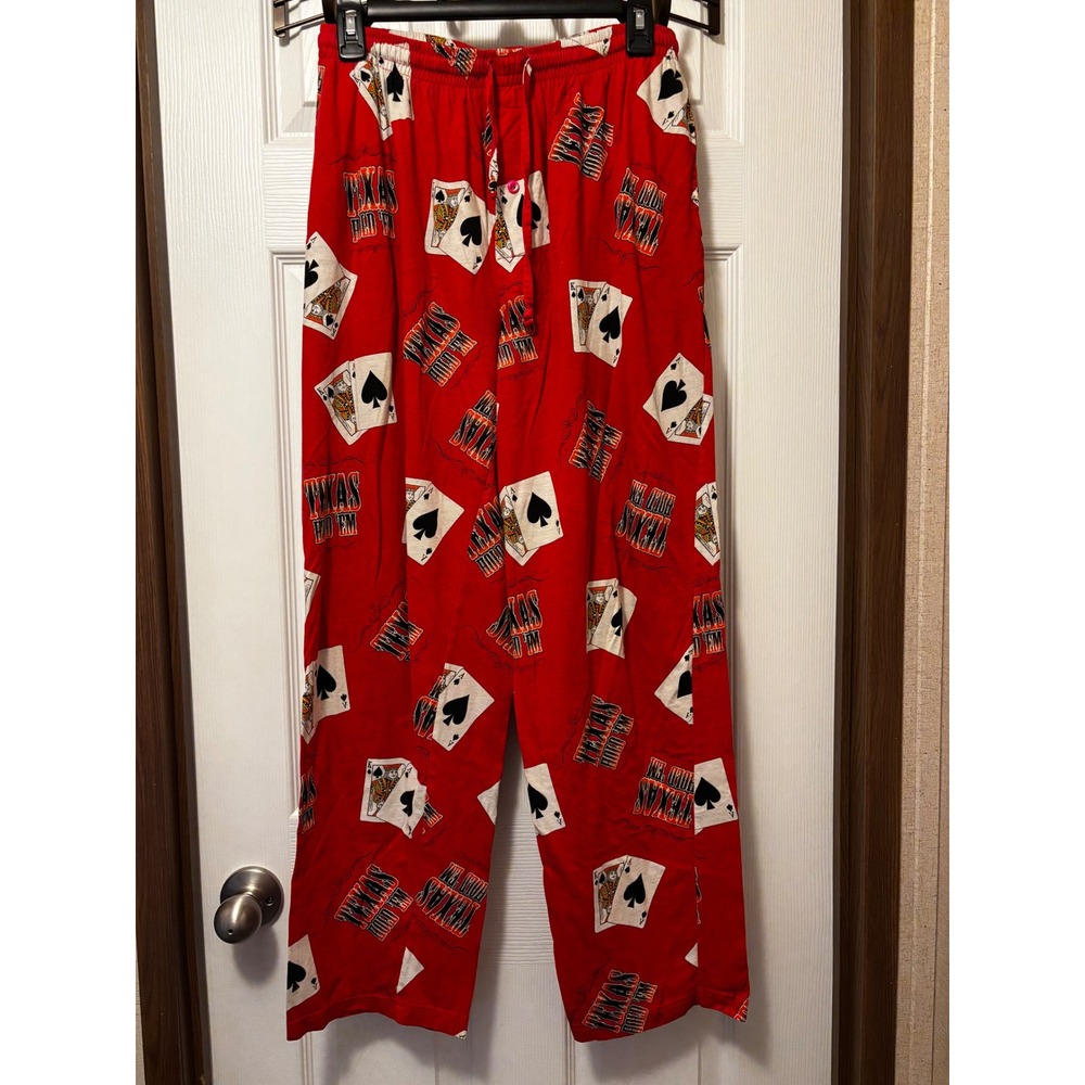 Poker Texas Hold Em Pajama Pants Mens Large Red Cotton Playing Cards Lounge Wear